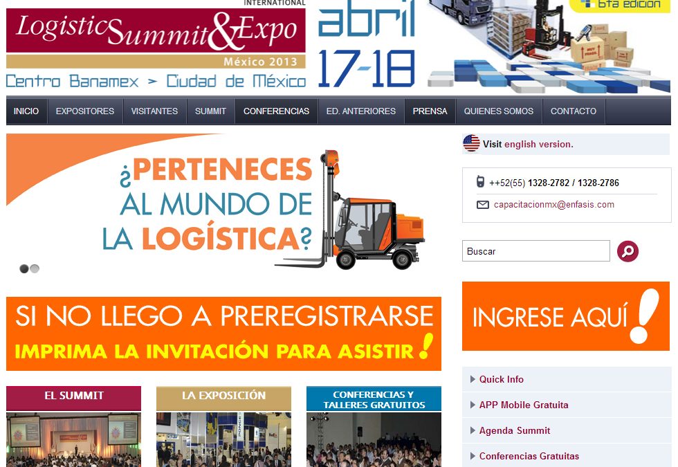 Desarrollo web para Conferencias y Expo de Logística en México