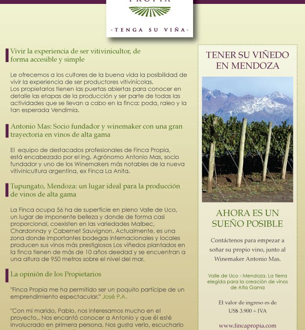 Diseño de Aviso gráfico para revista especializada en Vitivinicultura