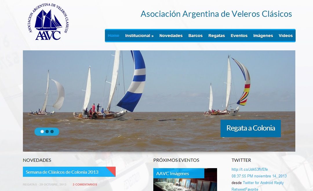 Nuevo sitio web para la AAVC,mas funcionalidades para socios e inscriptos a regatas.